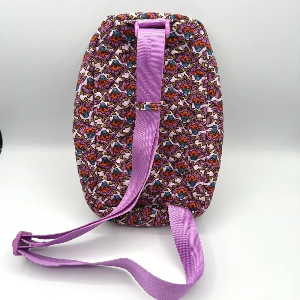 Vera Bradley Small Sling Backpack Purple Floral‎ Quilted Cotton Bag Cottagecore